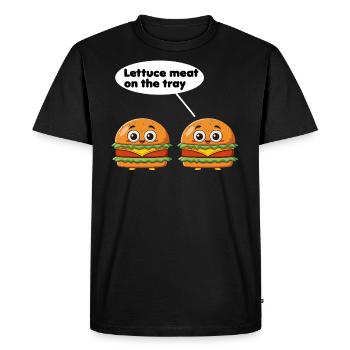 Laitue Viande sur le plateau Burger drôle Jeu de mots - T-shirt Premium bio Homme - noir - Devant - Nico (187cm)