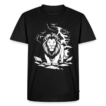 Un lion pendant un orage - T-shirt Premium bio Homme - noir - Devant - Nico (187cm)