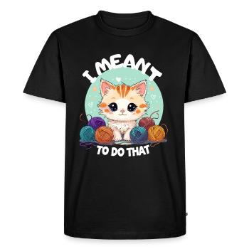 Cat Wool Knitting Crochet Handmade Cute - Men's Premium Organic T-Shirt - black - Front - Nico (187cm)