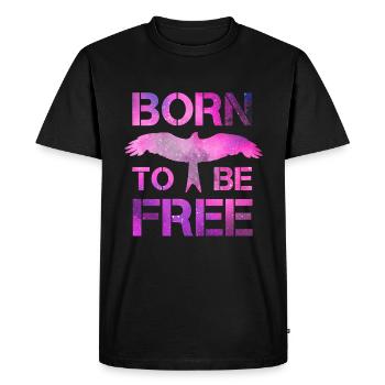 Né pour être libre - T-shirt Premium bio Homme - noir - Devant - Nico (187cm)