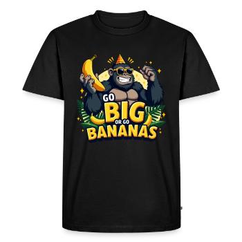 Go Big or Go Bananas - Gorilla Design - Men's Premium Organic T-Shirt - black - Front - Nico (187cm)
