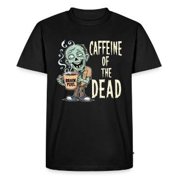 Design amusant avec zombie accro au café - T-shirt Premium bio Homme - noir - Devant - Nico (187cm)
