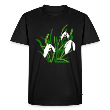 Snowdrops, flowers, petals, floral, spring - Men's Premium Organic T-Shirt - black - Front - Nico (187cm)