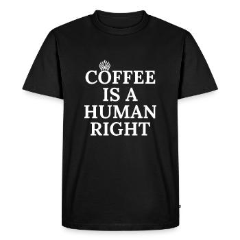 Le café est un droit humain - T-shirt Premium bio Homme - noir - Devant - Nico (187cm)