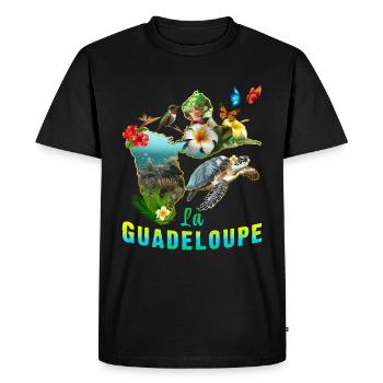 Guadeloupe Paradis Tropicale Unique - T-shirt Premium bio Homme - noir - Devant - Nico (187cm)