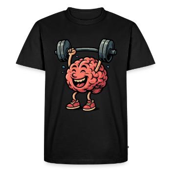 Train your Brain - Men's Premium Organic T-Shirt - black - Front - Nico (187cm)