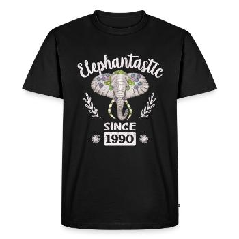Elephantastic since 1990, Elephant Head Decorated - Men's Premium Organic T-Shirt - black - Front - Nico (187cm)