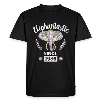 Elephantastic since 1986, Elephant Head Decorated - Men's Premium Organic T-Shirt - black - Front - Nico (187cm)