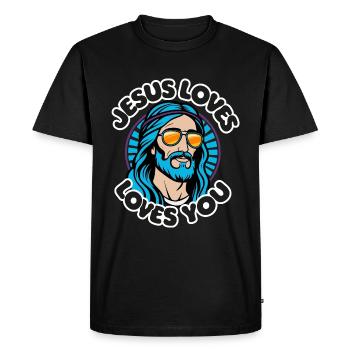 Jésus t’aime - Cooles Jesus Design - T-shirt Premium bio Homme - noir - Devant - Nico (187cm)