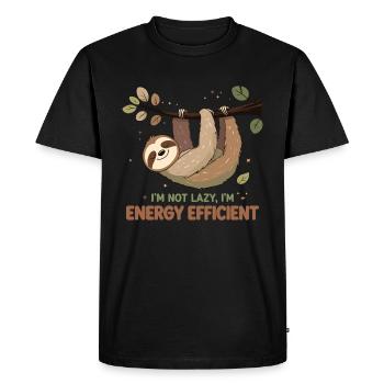 Funny Sloth Design – Energy Efficient - Men's Premium Organic T-Shirt - black - Front - Nico (187cm)