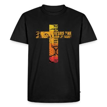Lion Judah Jésus Croix Christ Crue Église Chemise - T-shirt Premium bio Homme - noir - Devant - Nico (187cm)