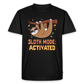 Sloth with Coffee – Sloth Mode - Men's Premium Organic T-Shirt - black - Front - Nico (187cm)