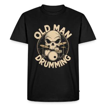 Vieil homme tambourinant Grand-père joue de la batterie - T-shirt Premium bio Homme - noir - Devant - Nico (187cm)
