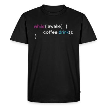 Funny Coffee and Coding Programmer Design - Men's Premium Organic T-Shirt - black - Front - Nico (187cm)