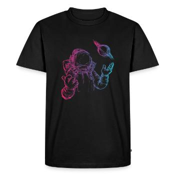 Astronaute rétro dans l'univers - T-shirt Premium bio Homme - noir - Devant - Nico (187cm)