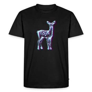 Deer in Neon Glitch - Men's Premium Organic T-Shirt - black - Front - Nico (187cm)