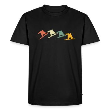 Retro snowboarder jump - Men's Premium Organic T-Shirt - black - Front - Nico (187cm)