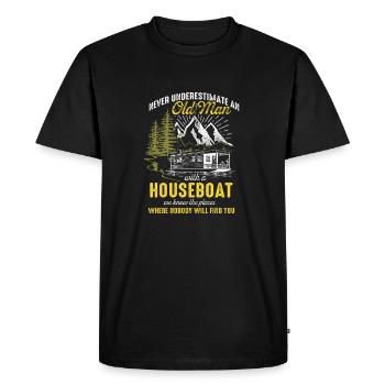 Never underestimate a houseboat captain - Men's Premium Organic T-Shirt - black - Front - Nico (187cm)