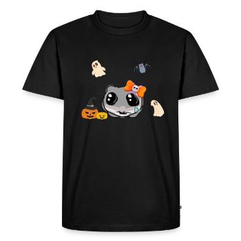 Halloween, hamster, citrouille, illustration - T-shirt Premium bio Homme - noir - Devant - Nico (187cm)