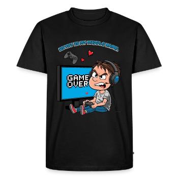 Funny Retry Gaming Design - T-shirt Premium bio Homme - noir - Devant - Nico (187cm)