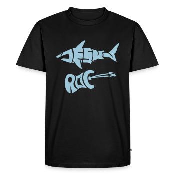Jesus rocks (shark) - Men's Premium Organic T-Shirt - black - Front - Nico (187cm)