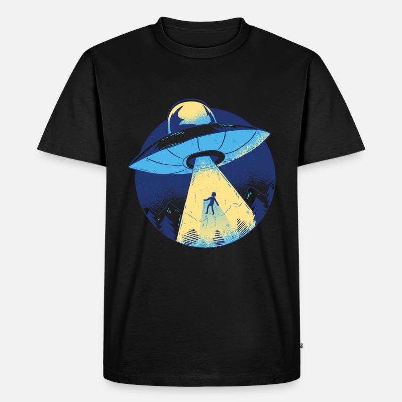 Alien Ufo Raumschiff - Männer Premium Bio T-Shirt - Schwarz
