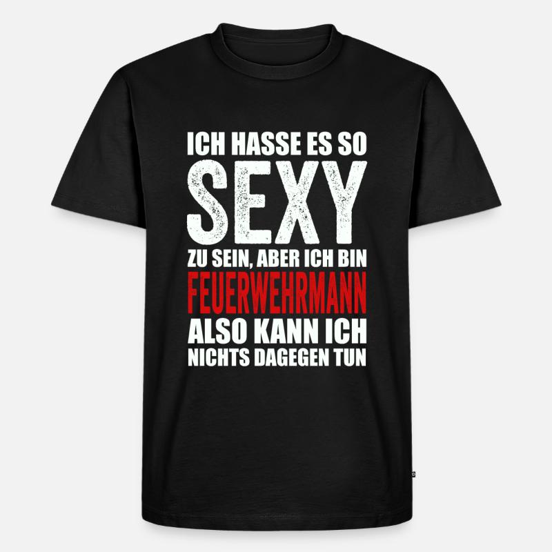 Feuerwehrmann - Männer Premium Bio T-Shirt - Schwarz