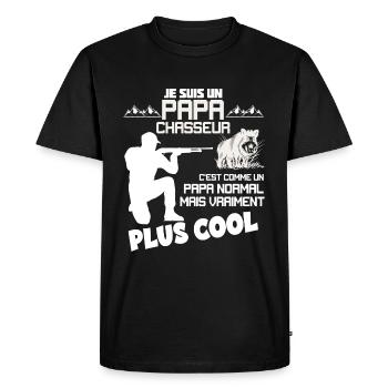 Papa Chasseur le Seul - T-shirt Premium bio Homme - noir - Devant - Nico (187cm)