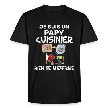 Cuisinier rien ne m'effraie idée cadeau homme - T-shirt Premium bio Homme - noir - Devant - Nico (187cm)