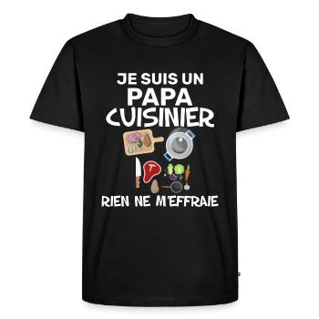 Le Chef Cuisinier C'est Papy Cadeau Homme - T-shirt Premium bio Homme - noir - Devant - Nico (187cm)