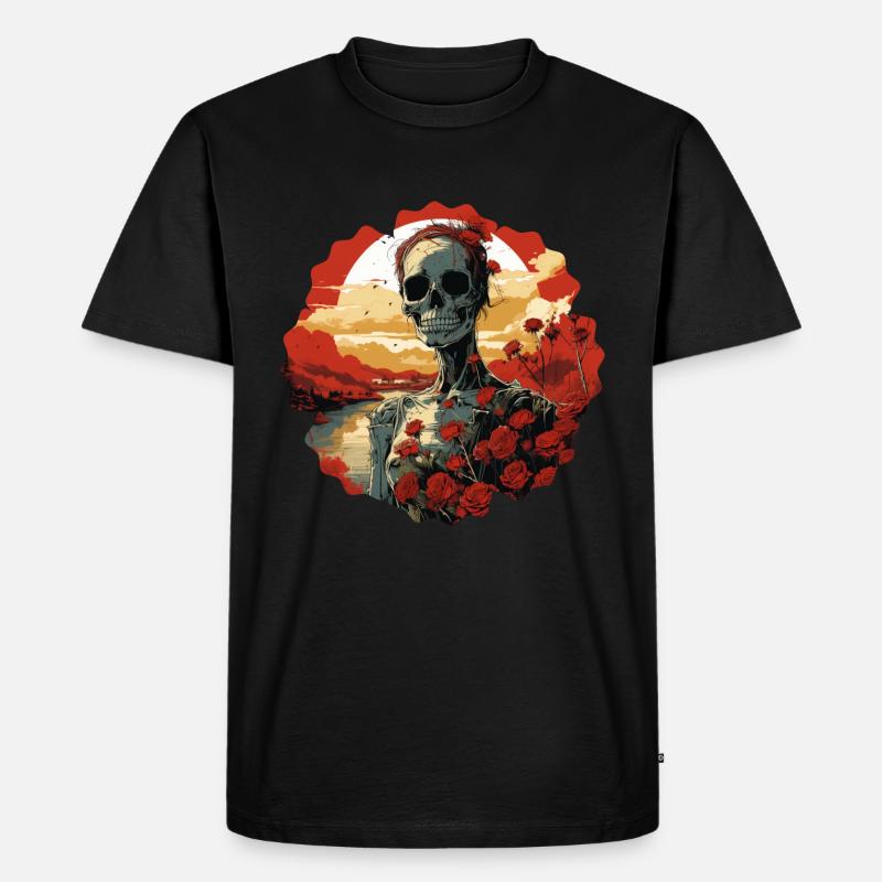 Bloomy death - Männer Premium Bio T-Shirt - Schwarz