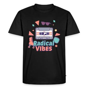 Retro 80s Vibes - Music & Lifestyle Design - Men's Premium Organic T-Shirt - black - Front - Nico (187cm)
