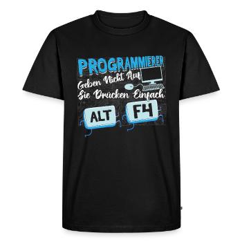 Programmierer Informatiker geben nicht auf - Männer Premium Bio T-Shirt - Schwarz - Vorne - Nico (187cm)