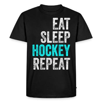 Manger dormir Hockey Répéter le hockey disant vintage - T-shirt Premium bio Homme - noir - Devant - Nico (187cm)