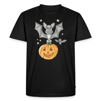 Halloween Bat Sitting On A Pumpkin - Men's Premium Organic T-Shirt - black - Front - Nico (187cm)