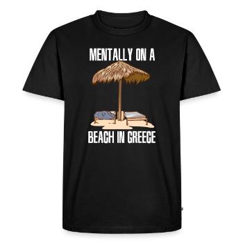 Grèce/Vacances: Mentalement sur une plage en - T-shirt Premium bio Homme - noir - Devant - Nico (187cm)