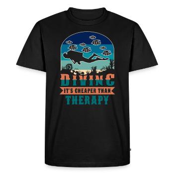 Diving is cheaper than Therapy - Scuba Diving T- - Men's Premium Organic T-Shirt - black - Front - Nico (187cm)