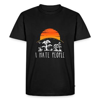 Je déteste les gens - T-shirt Premium bio Homme - noir - Devant - Nico (187cm)
