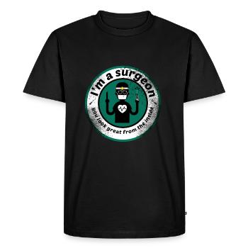 surgeon - Men's Premium Organic T-Shirt - black - Front - Nico (187cm)