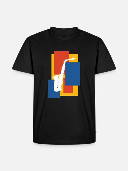 Saxophon - Ekologisk premium-T-shirt herr - svart