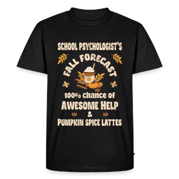 Psychologue scolaire, aide et lattes aux épices à la citrouille - T-shirt Premium bio Homme - noir - Devant - Nico (187cm)