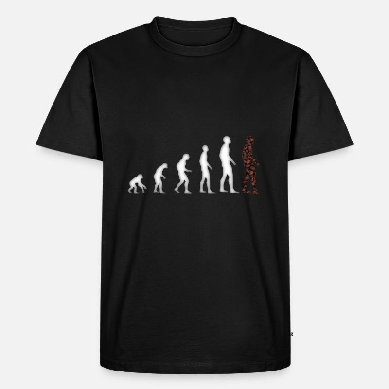 Evolution Mensch Affe Aufrichten Kaffee - Männer Premium Bio T-Shirt - Schwarz