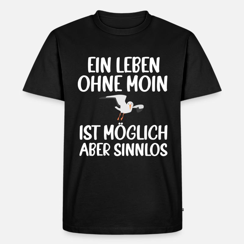 Plattdeutsch Moin Möwe Hamburger Spruch - Männer Premium Bio T-Shirt - Schwarz