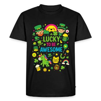 Lucky to Be Awesome St. Patrick Design - Men's Premium Organic T-Shirt - black - Front - Nico (187cm)