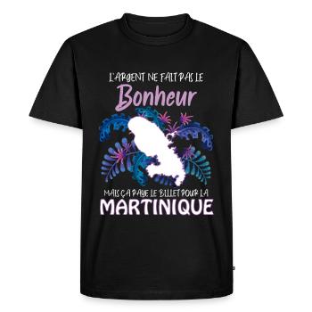 La Martinique Bonheur Et Billet Départ - T-shirt Premium bio Homme - noir - Devant - Nico (187cm)