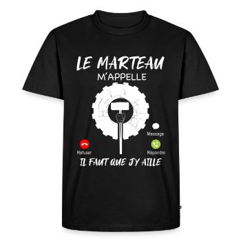 Marteau m'appelle Cadeau Musculation Fitness Sport - T-shirt Premium bio Homme - noir - Devant - Nico (187cm)