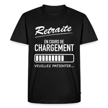 Retraite en cours de téléchargement - T-shirt Premium bio Homme - noir - Devant - Nico (187cm)