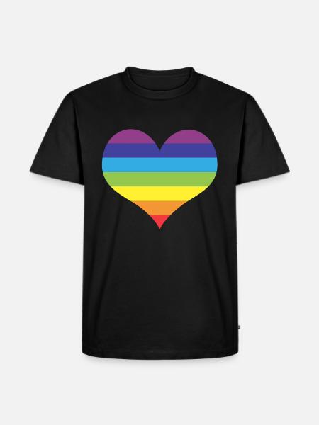 LGBT Herz - Männer Premium Bio T-Shirt - Schwarz