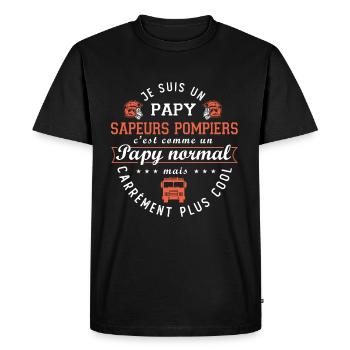 papy sapeurs pompiers humour papy pompier - T-shirt Premium bio Homme - noir - Devant - Nico (187cm)