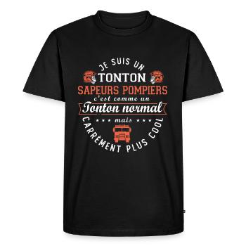 tonton sapeurs pompiers humour oncle pompier - T-shirt Premium bio Homme - noir - Devant - Nico (187cm)
